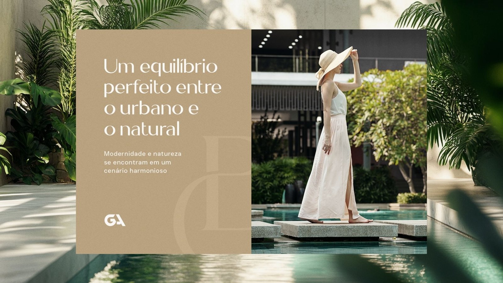 Mockup de campanha Bella Carolina com natureza e imagem residencial