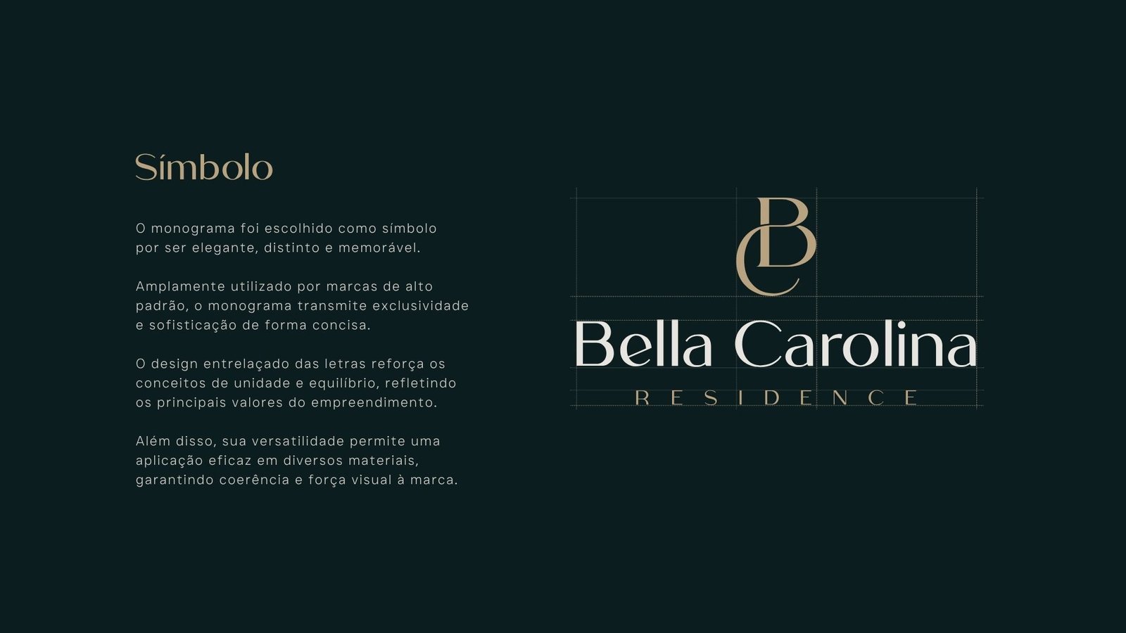 Grade de construção do monograma e da assinatura Bella Carolina