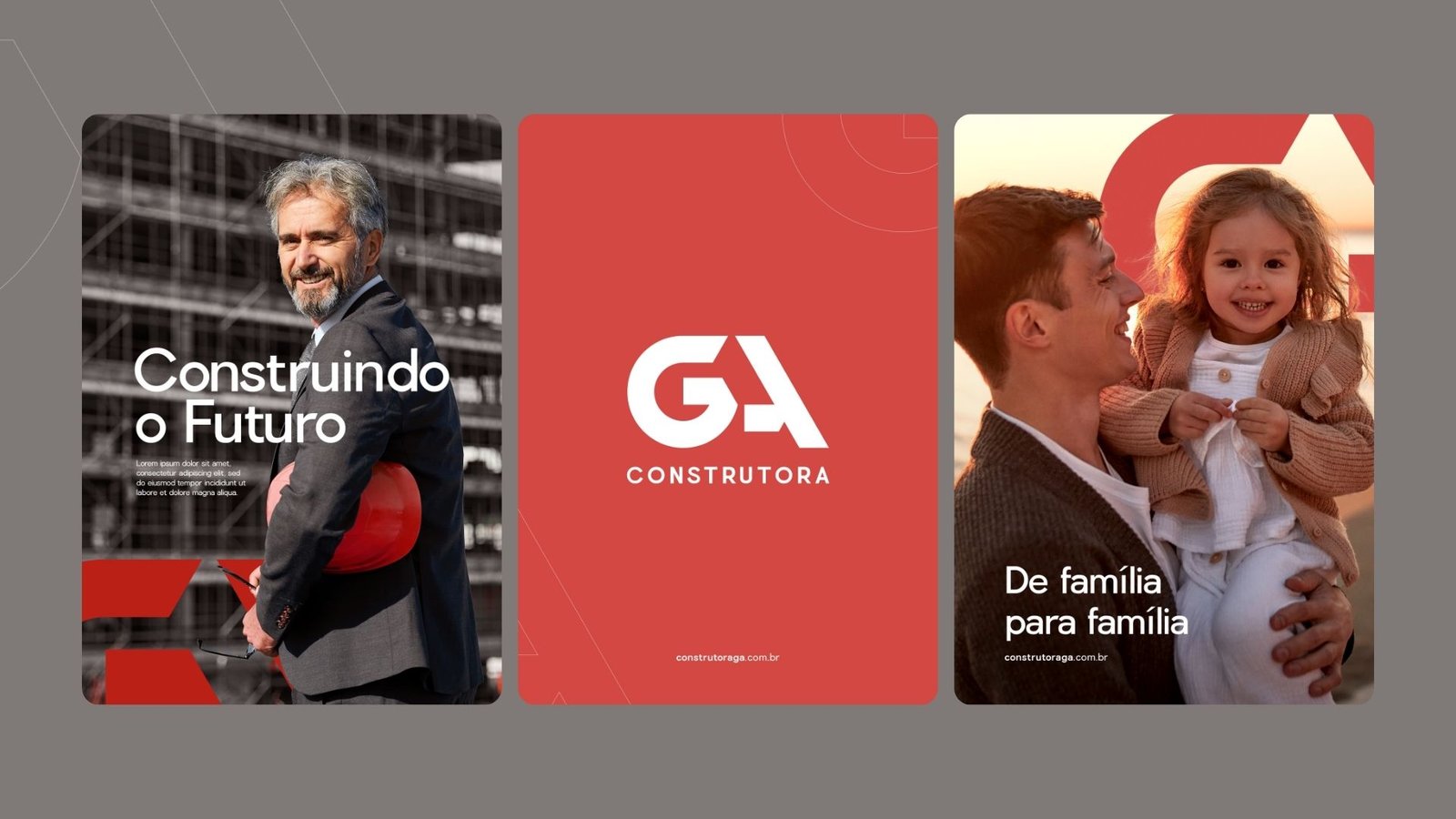 Aplicações digitais da identidade GA em peças para redes sociais
