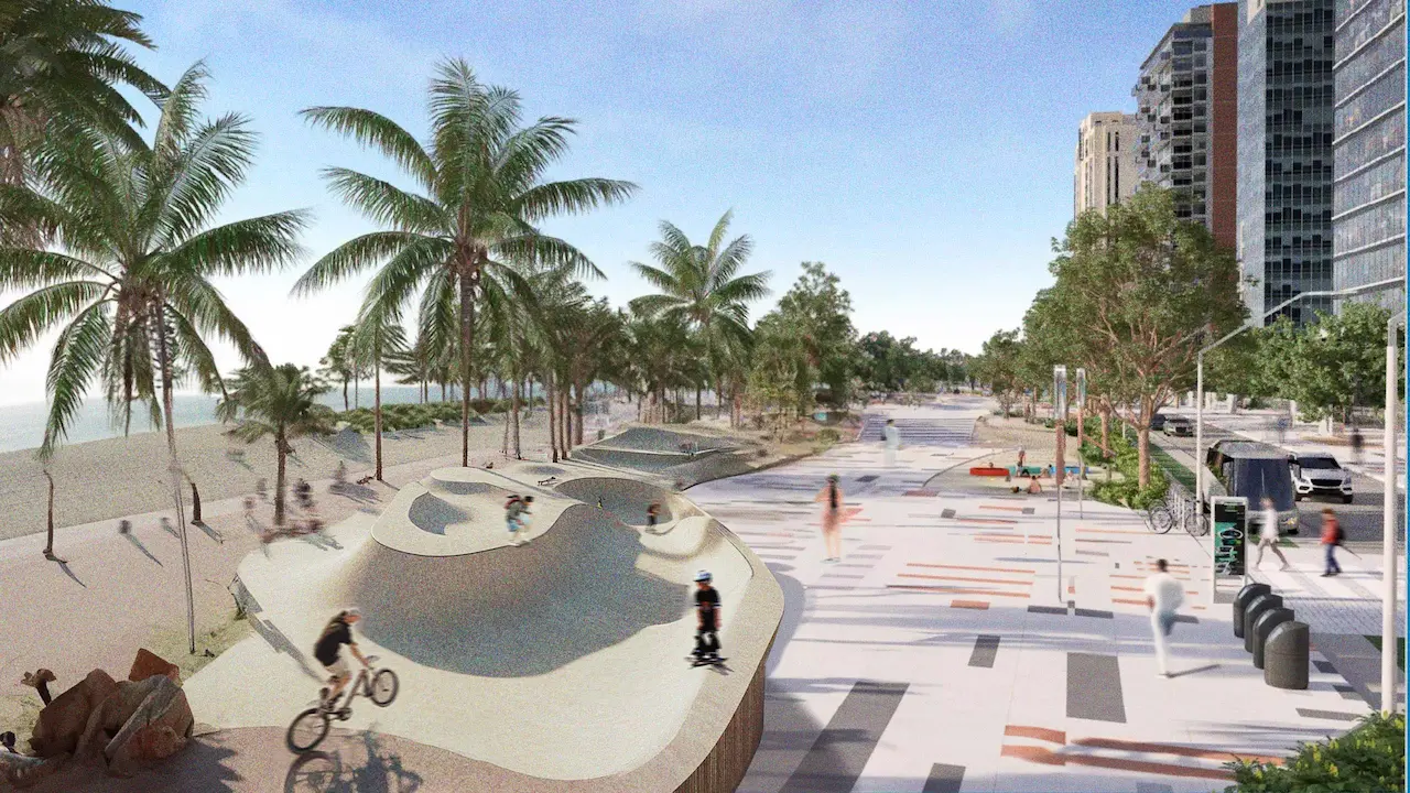 Uma pista de skate de padrão internacional na Praia Central