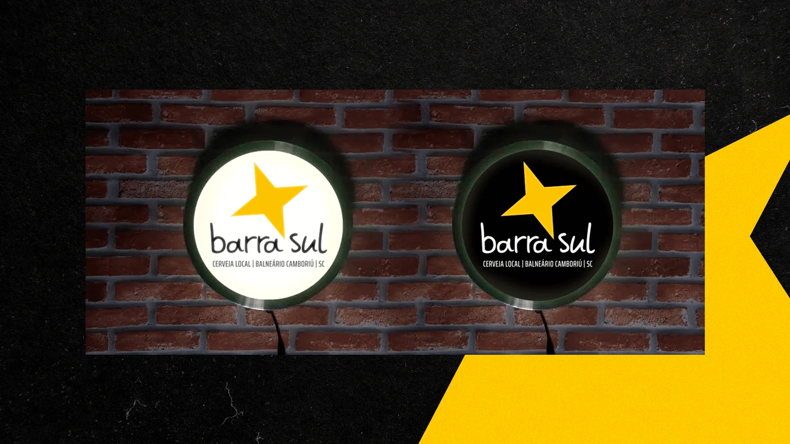 Aplicação da marca Barra Sul em letreiros luminosos
